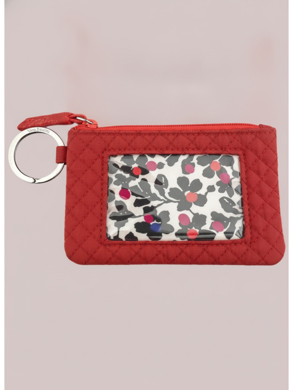 Vera Bradley Coral Quilted Card Wallet with Keyring